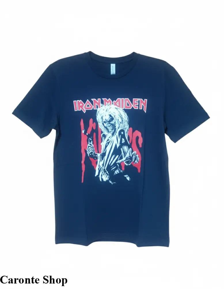 Camisa Azul Marino Estampada Iron Maiden