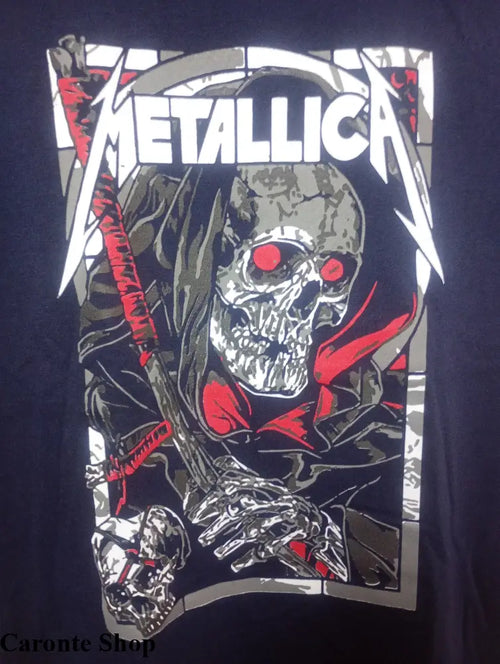 Camisa Azul Marino Estampada Metallica