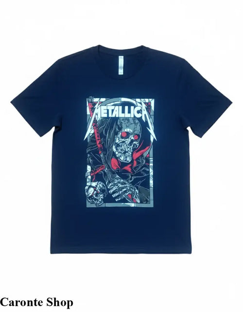 Camisa Azul Marino Estampada Metallica