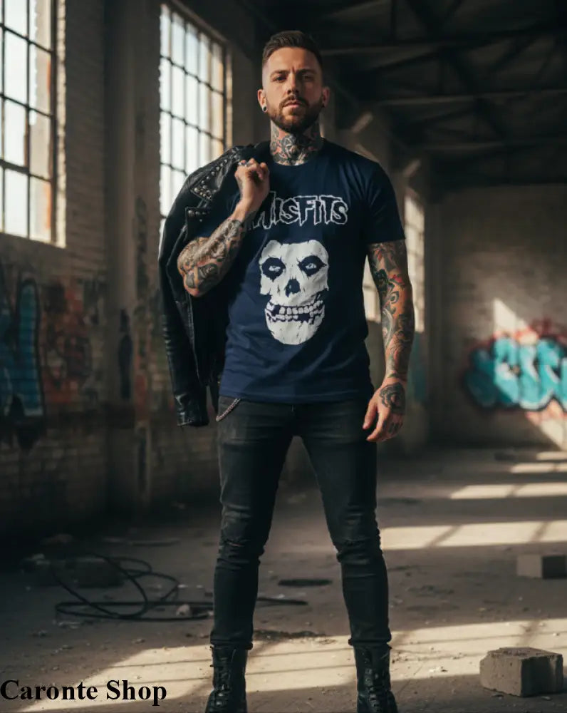 Camisa Azul Marino Estampada Misfits