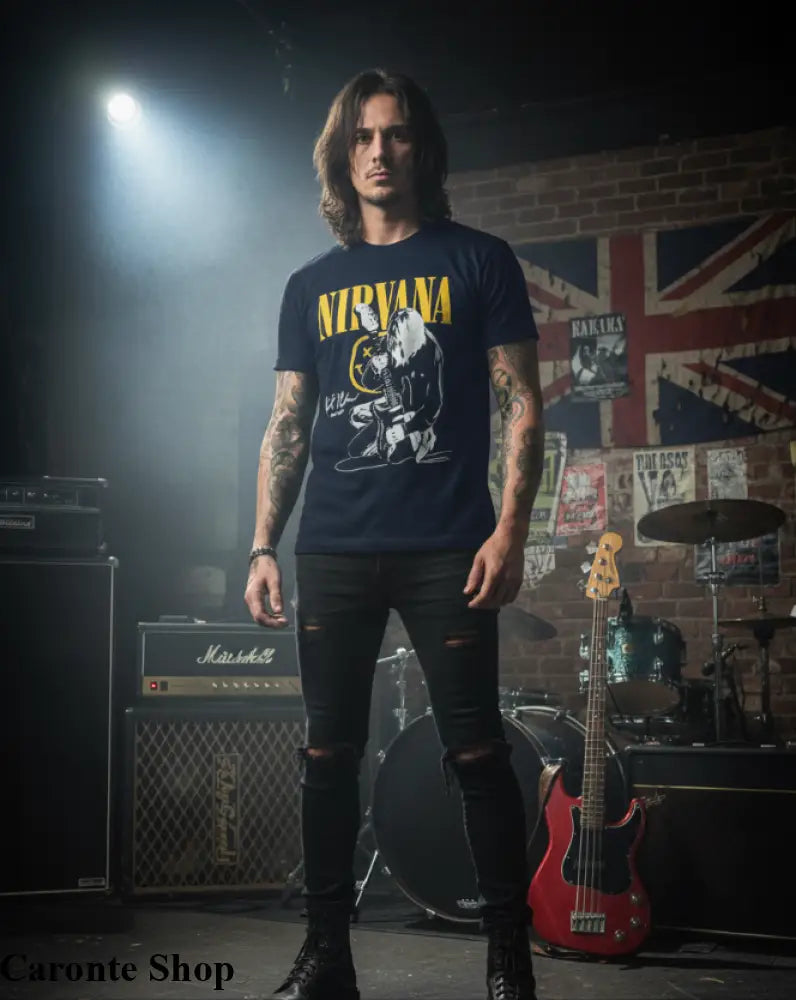 Camisa Azul Marino Estampada Nirvana